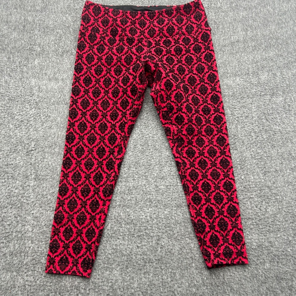 Intro Love The Fit Leggings Red Brocade Velvet Tummy Control Petite Large Gothic